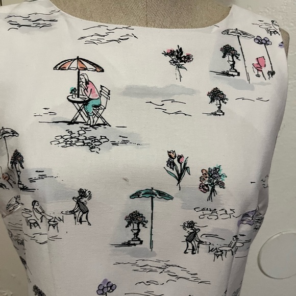Chet B White Cafe Print Dress Size 8 - Picture 2 of 5